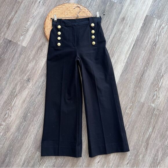 Derek Lam 10 Crosby Delos Cropped Wide-Leg Sailor Pants in black womens size‎ 4 - Picture 2 of 8
